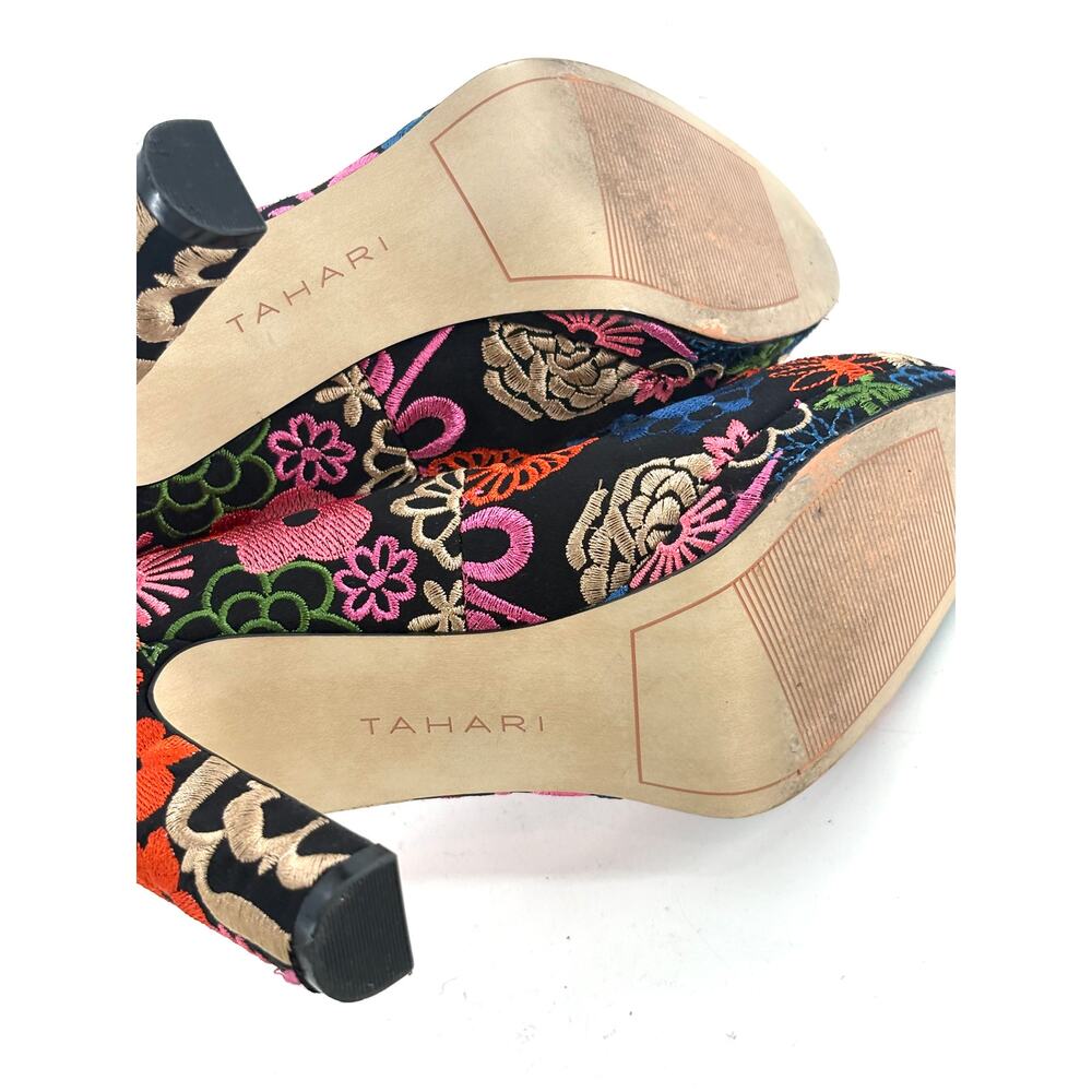 Tahari Black Floral Embroidered Platform Pumps - Picture 7 of 7